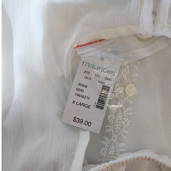 MAURICES White Cut Out Back Embroidered Sun Dress Womens XL Extra Large *NWT - Picture 6 of 7